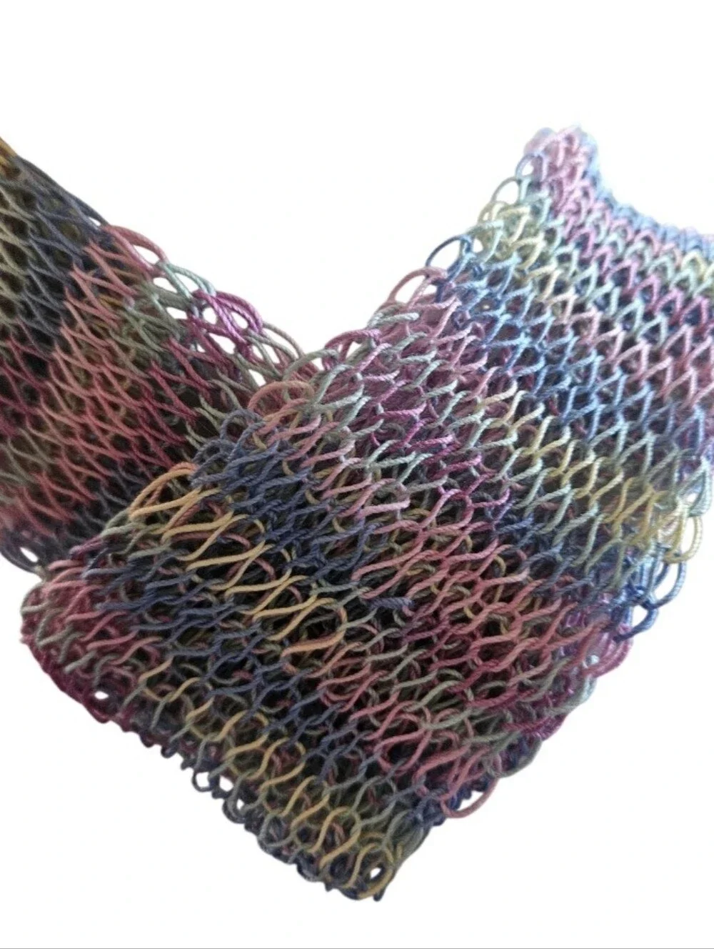 Handmade Crochet Lace Scarf Pastel Blossom Bow Egyptian Cotton Knit Neck Wrap